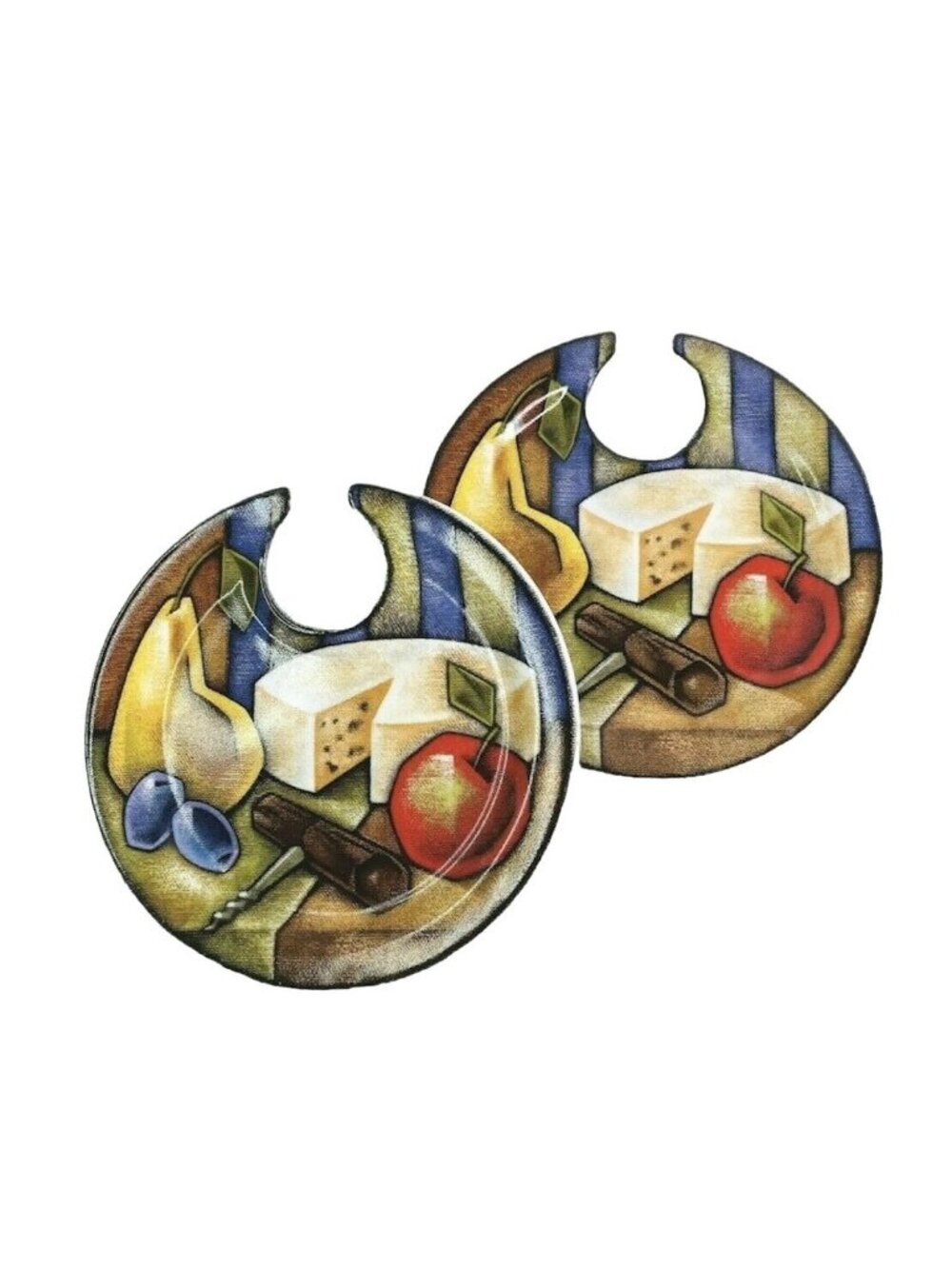 Joie Stoneware Wine and Cheese Appetizer Plates set of 2 party plates 7"